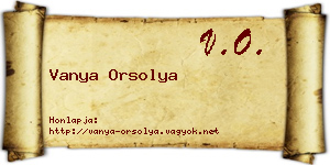 Vanya Orsolya névjegykártya